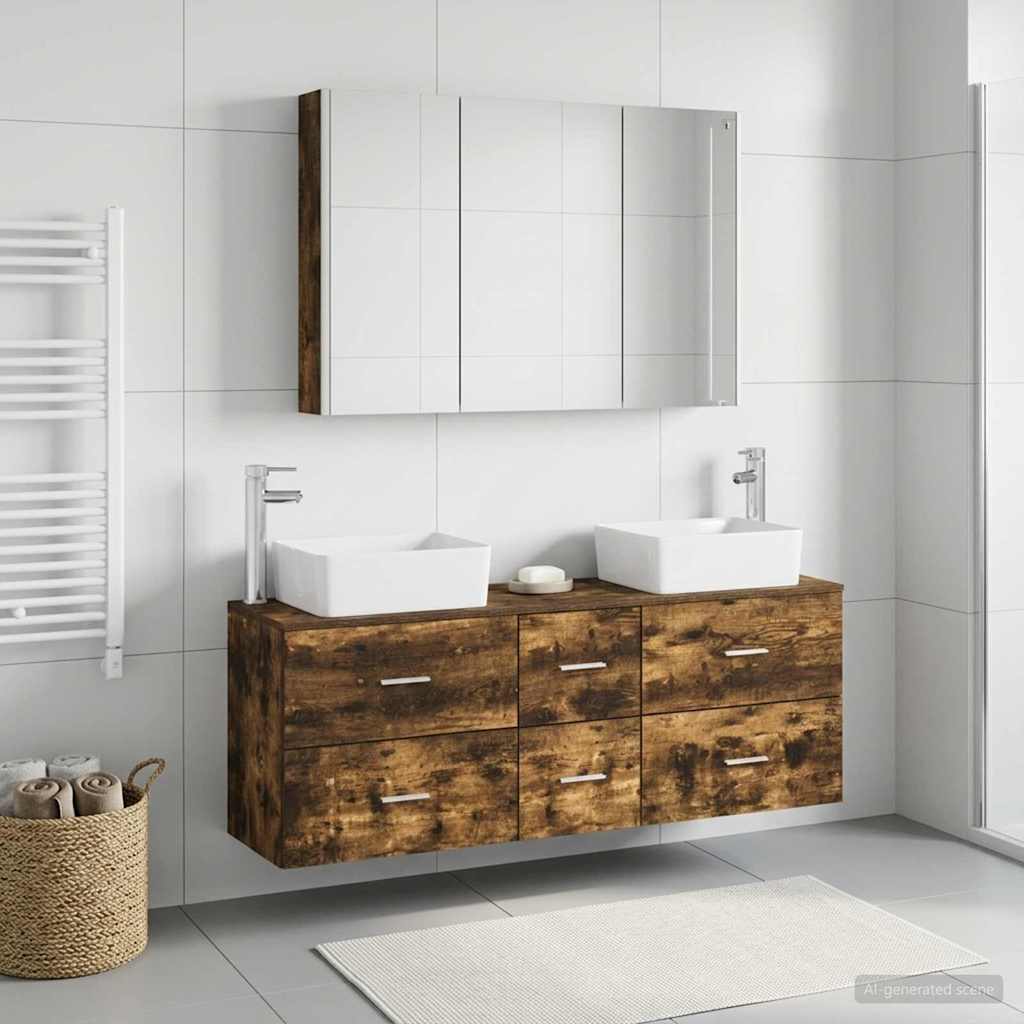 Bathroom Furniture Set 4 pcs Smoked Oak