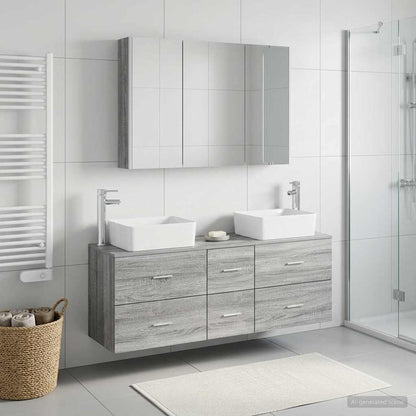 Bathroom Furniture Set 4 pcs Grey Sonoma