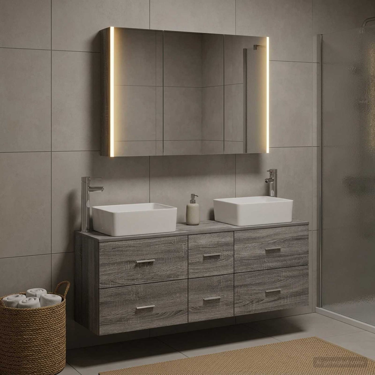 Bathroom Furniture Set 4 pcs Grey Sonoma
