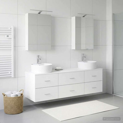 Bathroom Furniture Set 5 pcs White Engineered Wood and Glass