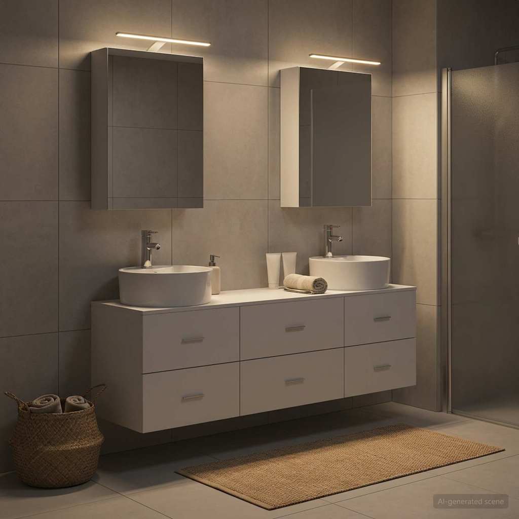 Bathroom Furniture Set 5 pcs White Engineered Wood and Glass