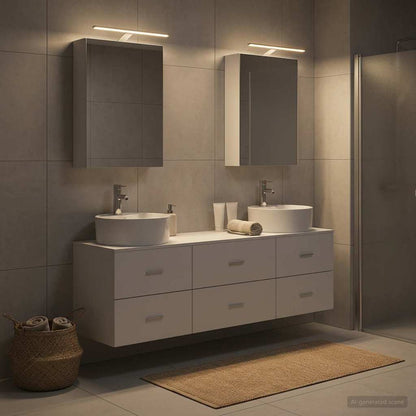 Bathroom Furniture Set 5 pcs White Engineered Wood and Glass