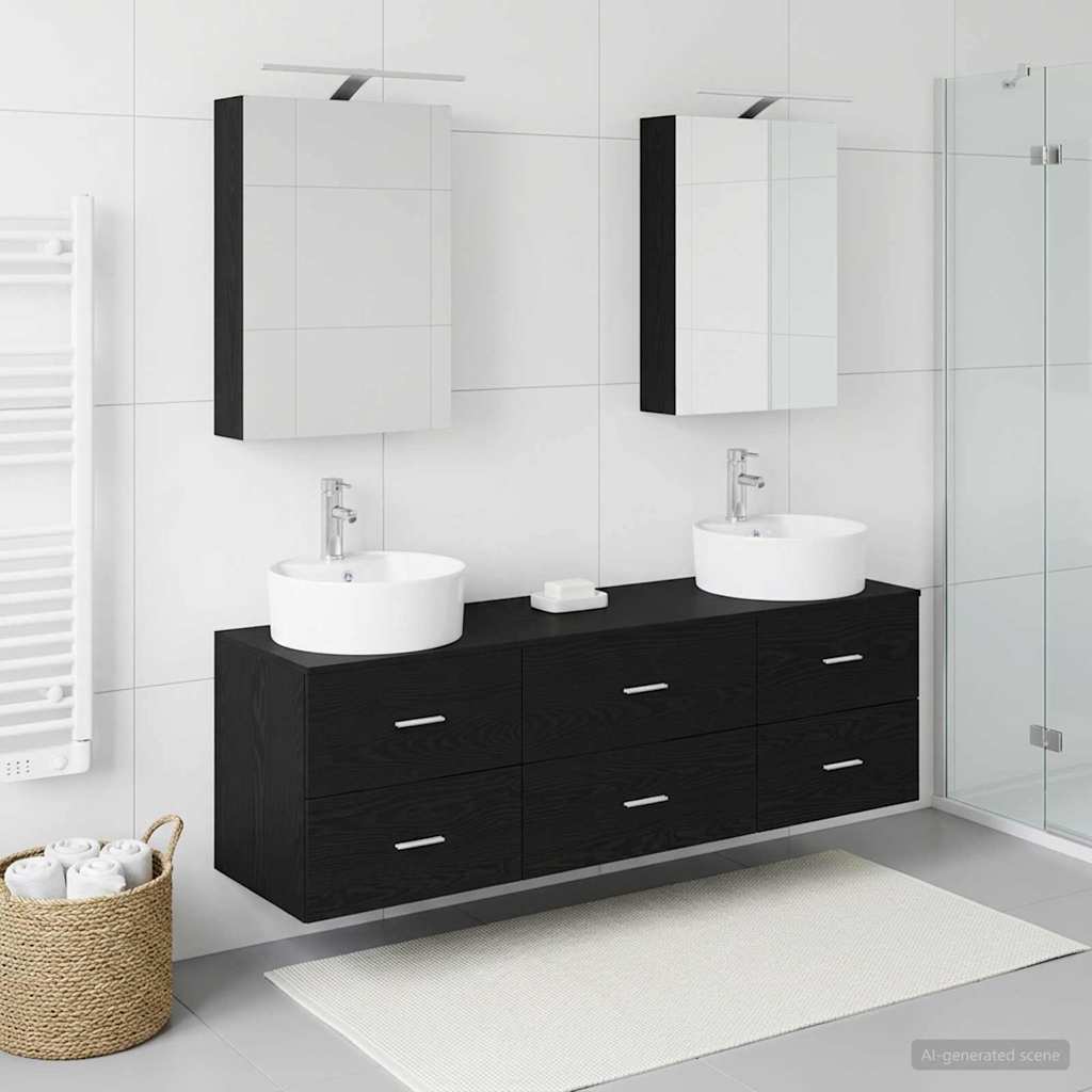 Bathroom Furniture Set 5 pcs Black Oak
