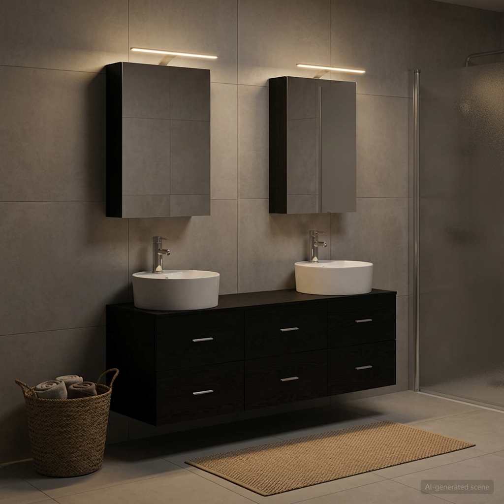 Bathroom Furniture Set 5 pcs Black Oak