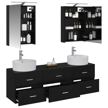 Bathroom Furniture Set 5 pcs Black Oak