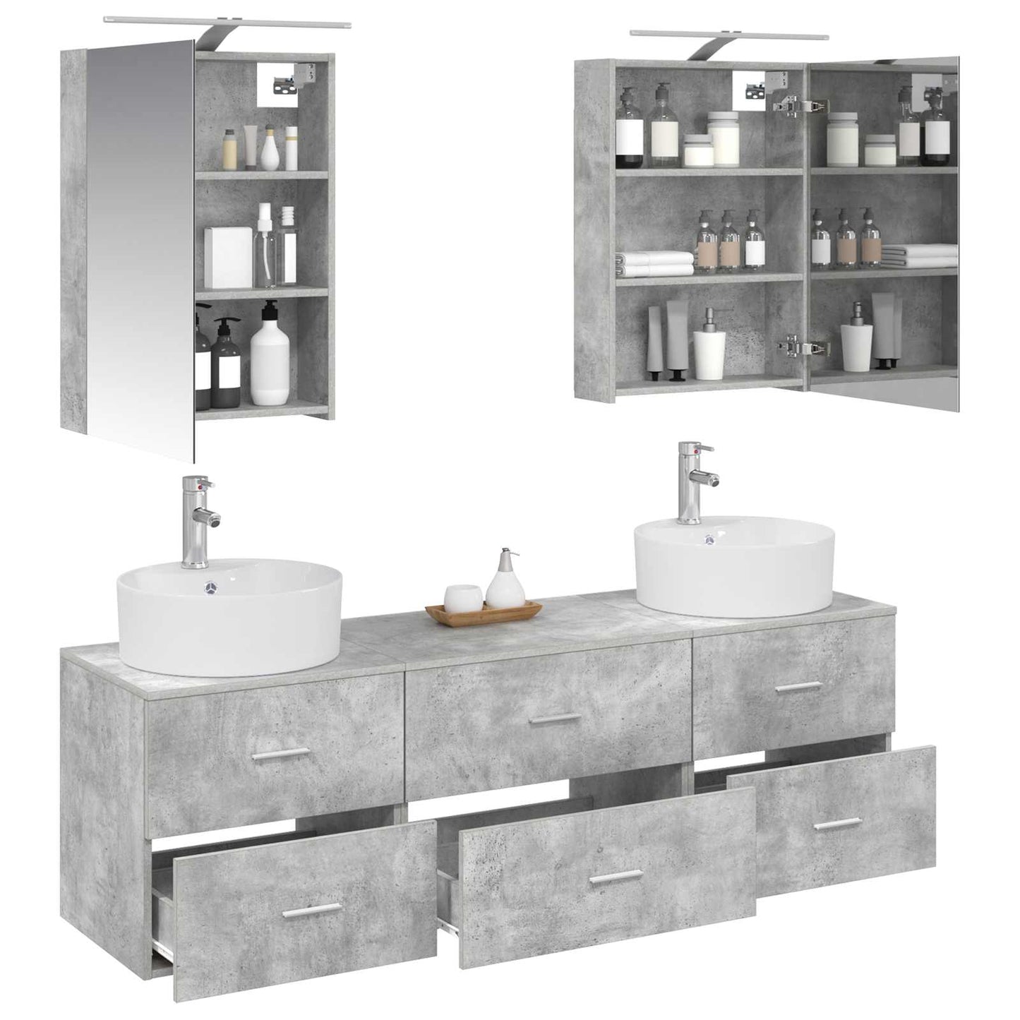 Bathroom Furniture Set 5 pcs Concrete Grey