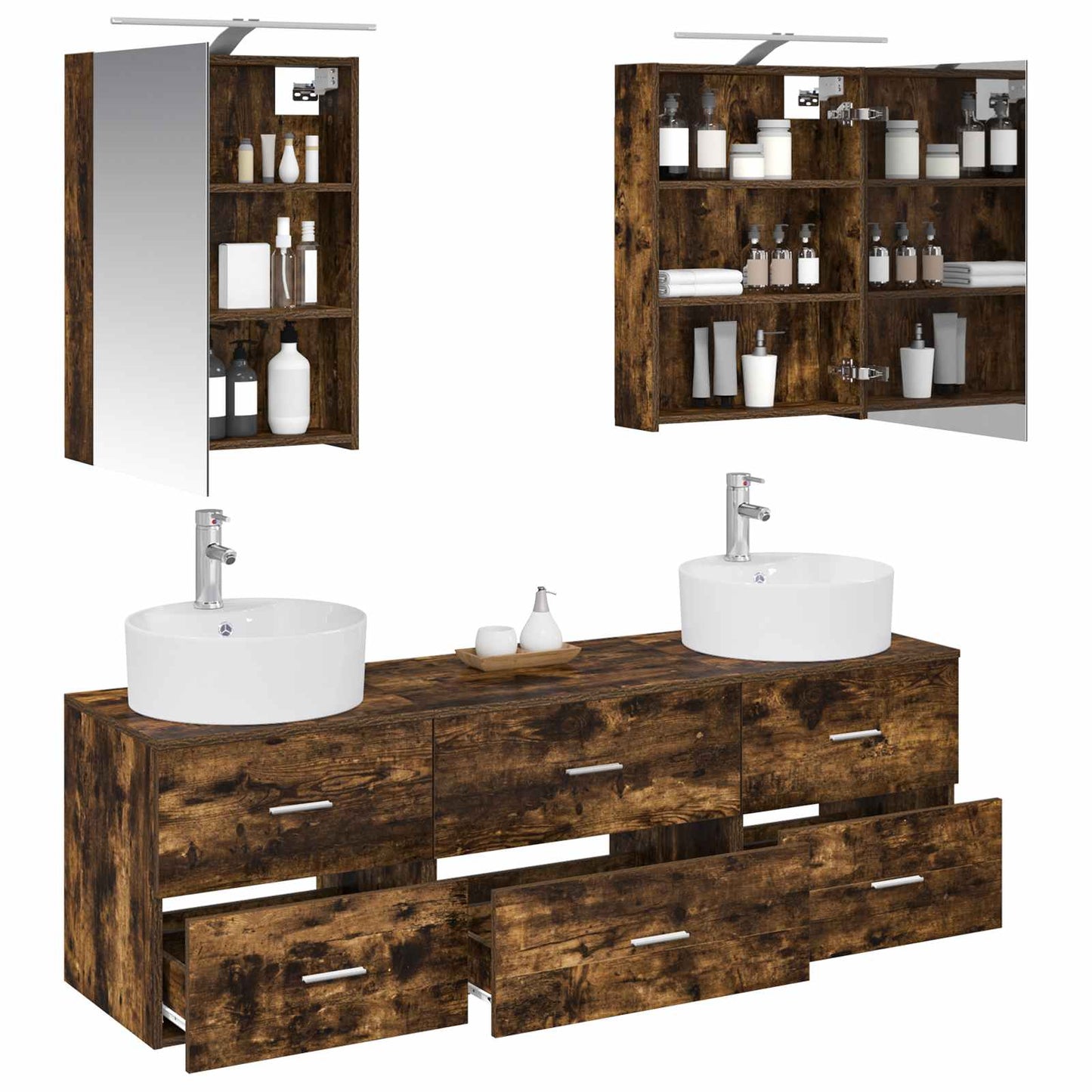 Bathroom Furniture Set 5 pcs Smoked Oak