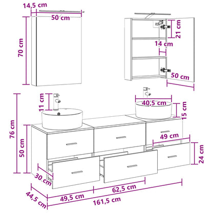 Bathroom Furniture Set 5 pcs Smoked Oak