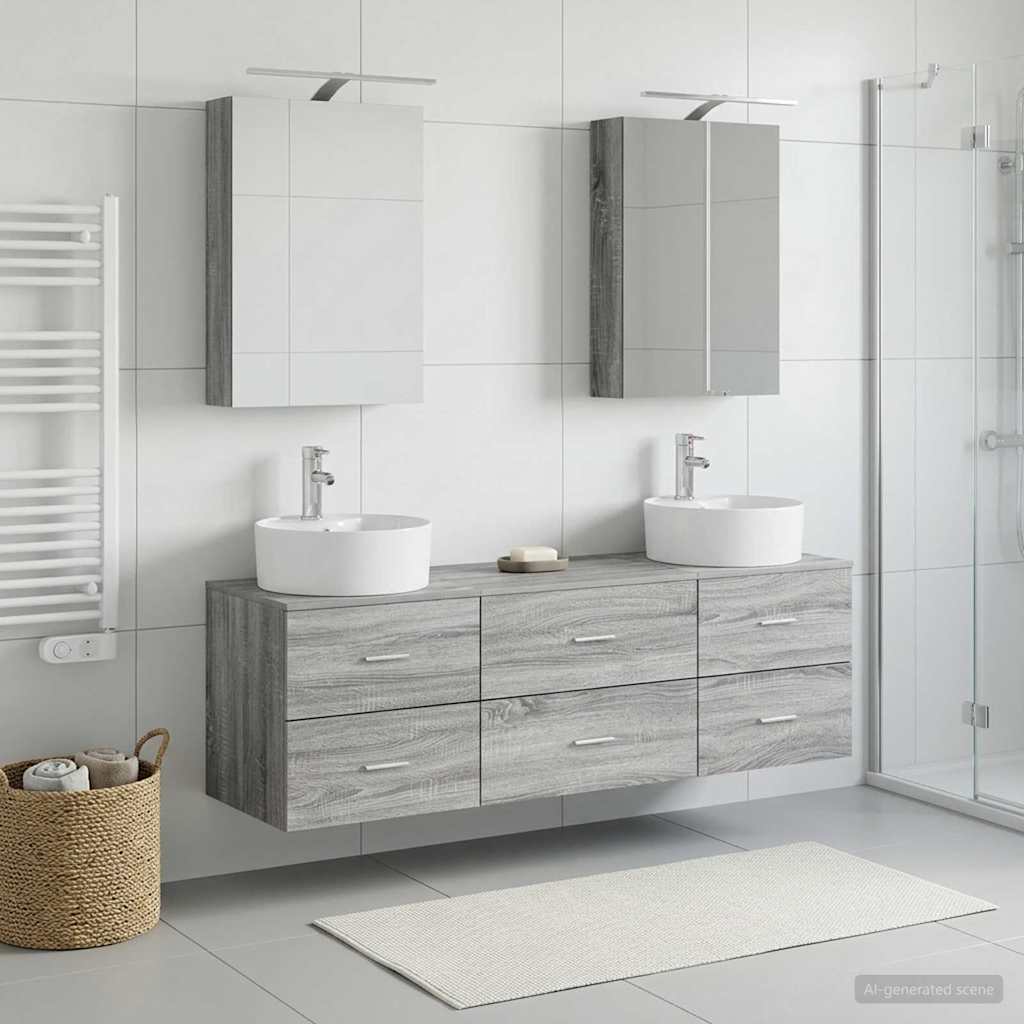 Bathroom Furniture Set 5 pcs Grey Sonoma