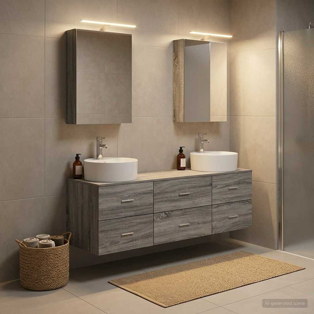 Bathroom Furniture Set 5 pcs Grey Sonoma