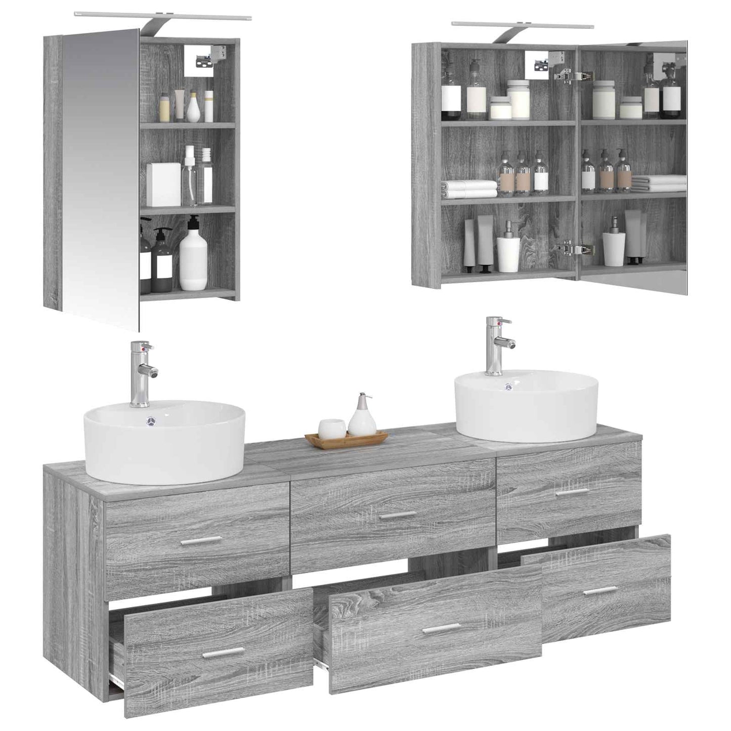 Bathroom Furniture Set 5 pcs Grey Sonoma