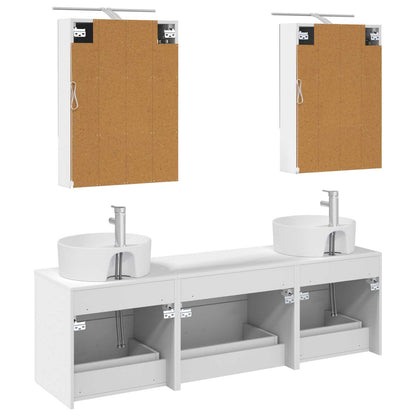 Bathroom Furniture Set 5 pcs White Engineered Wood and Glass
