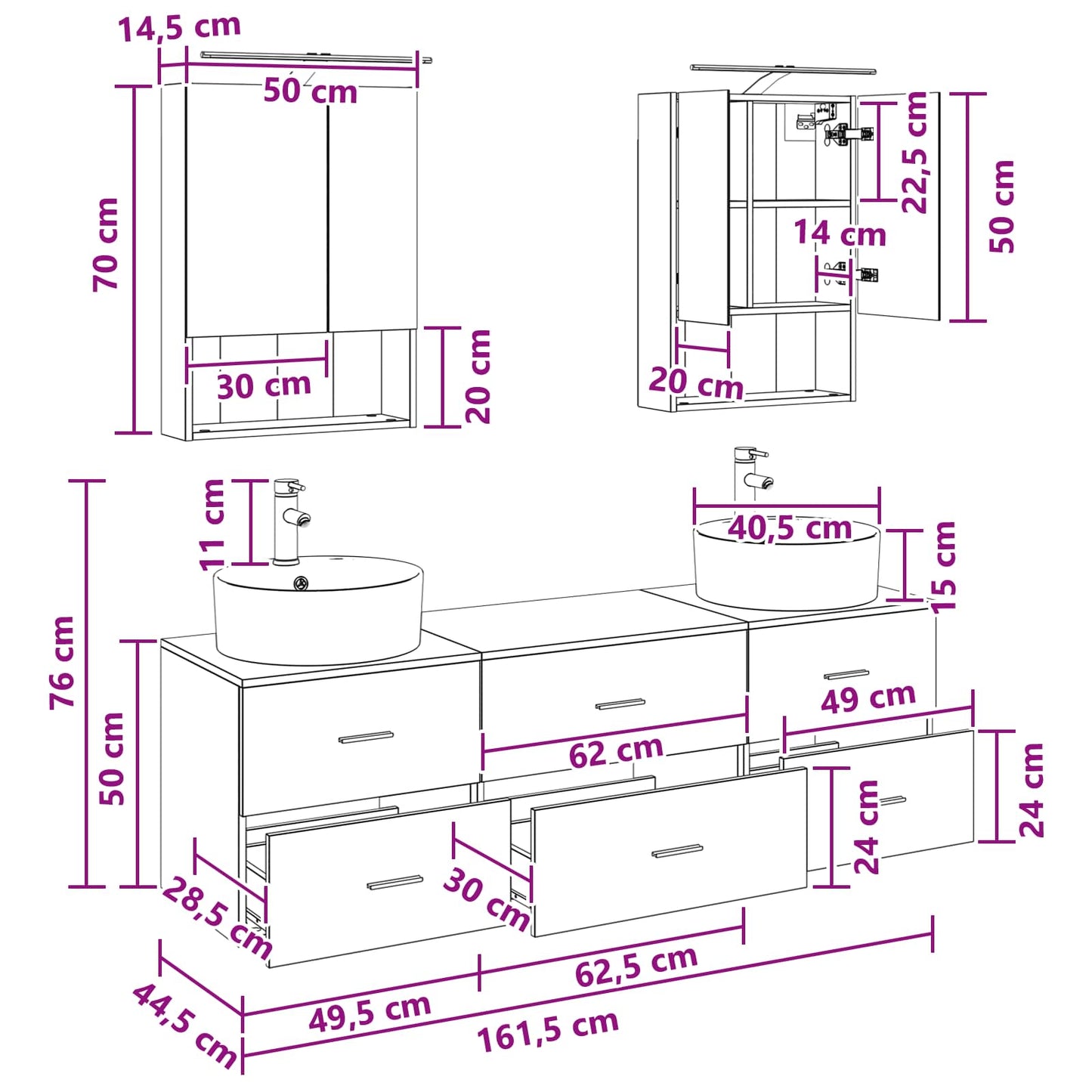 Bathroom Furniture Set 5 pcs Sonoma Oak