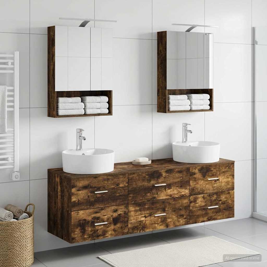 Bathroom Furniture Set 5 pcs Smoked Oak