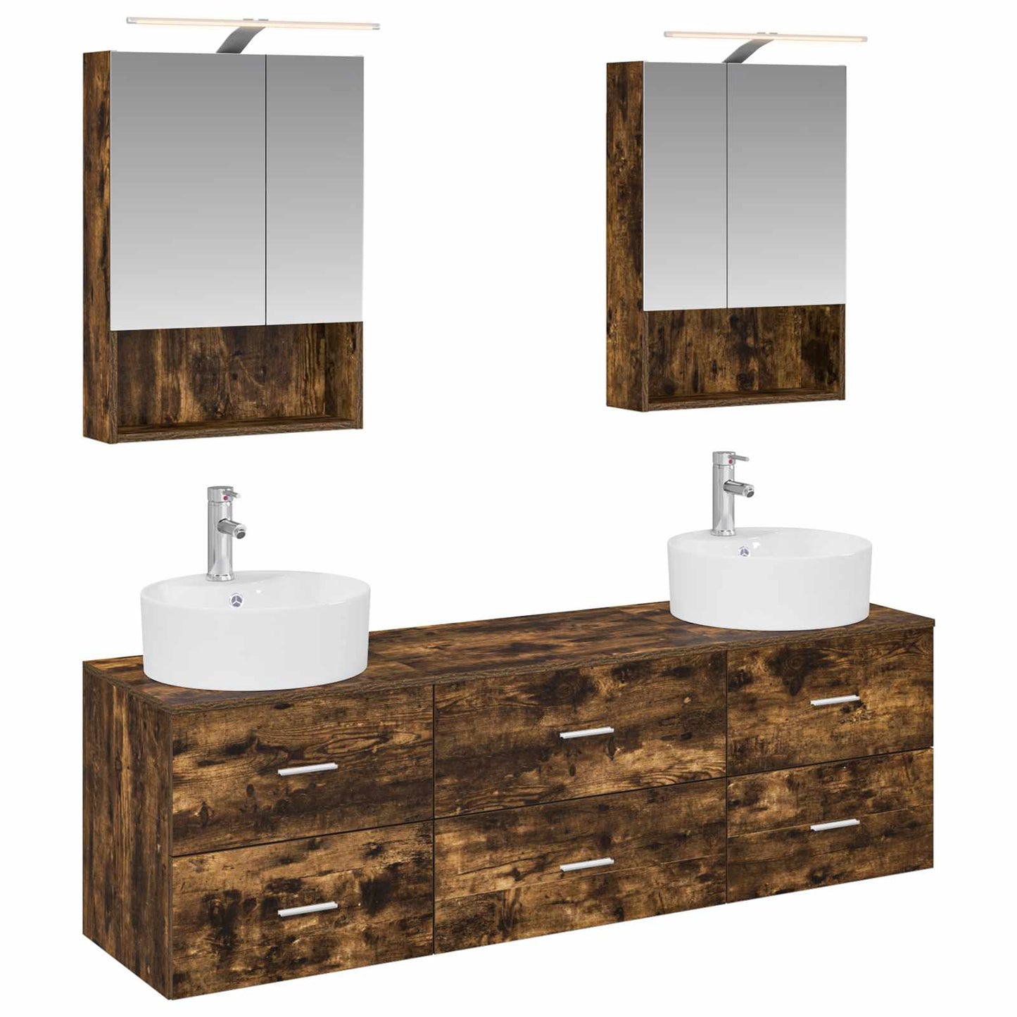 Bathroom Furniture Set 5 pcs Smoked Oak