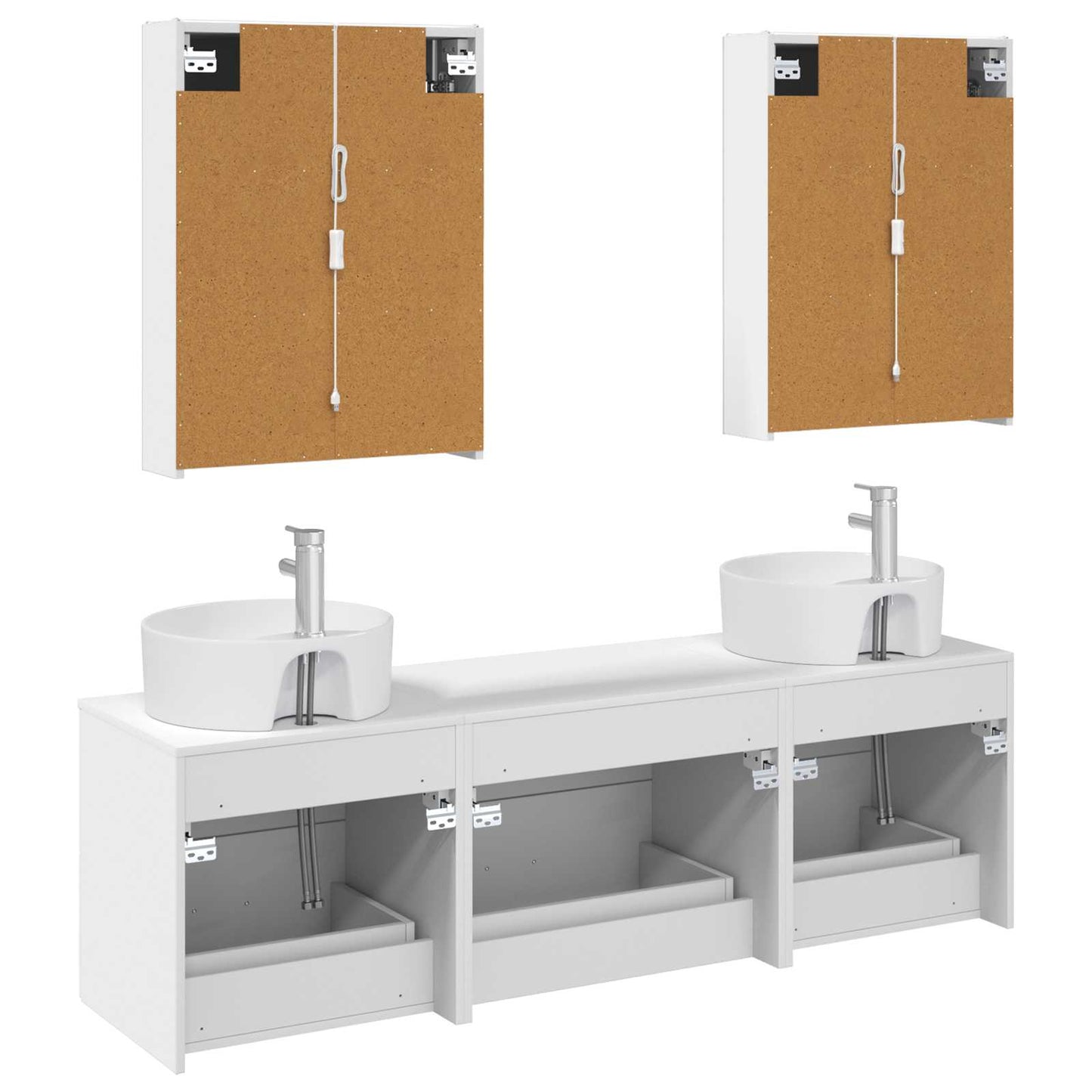 Bathroom Furniture Set 5 pcs White Engineered Wood and Glass