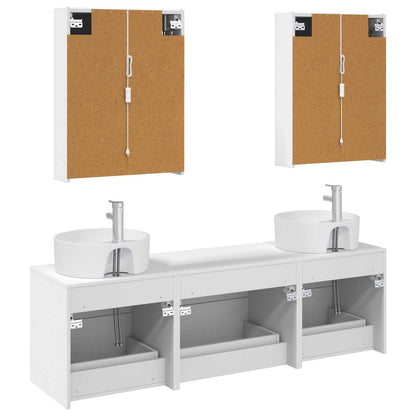 Bathroom Furniture Set 5 pcs White Engineered Wood and Glass