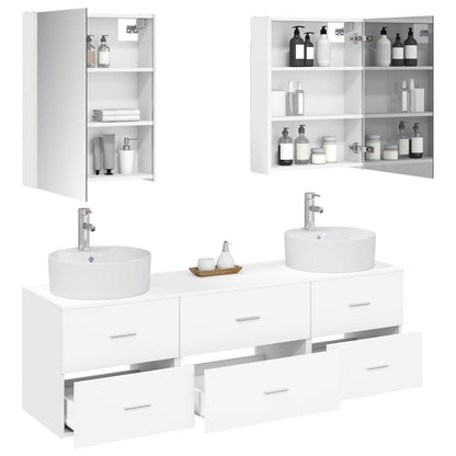 Bathroom Furniture Set 5 pcs White Engineered Wood and Glass