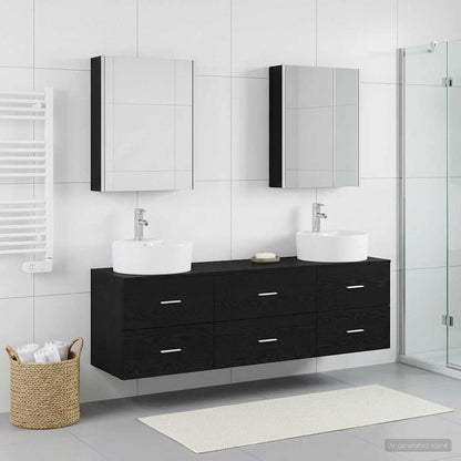 Bathroom Furniture Set 5 pcs Black Oak