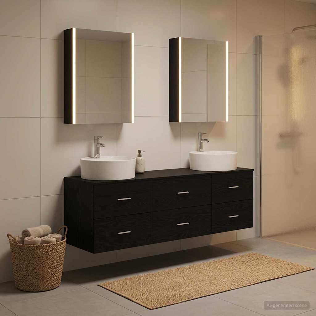 Bathroom Furniture Set 5 pcs Black Oak