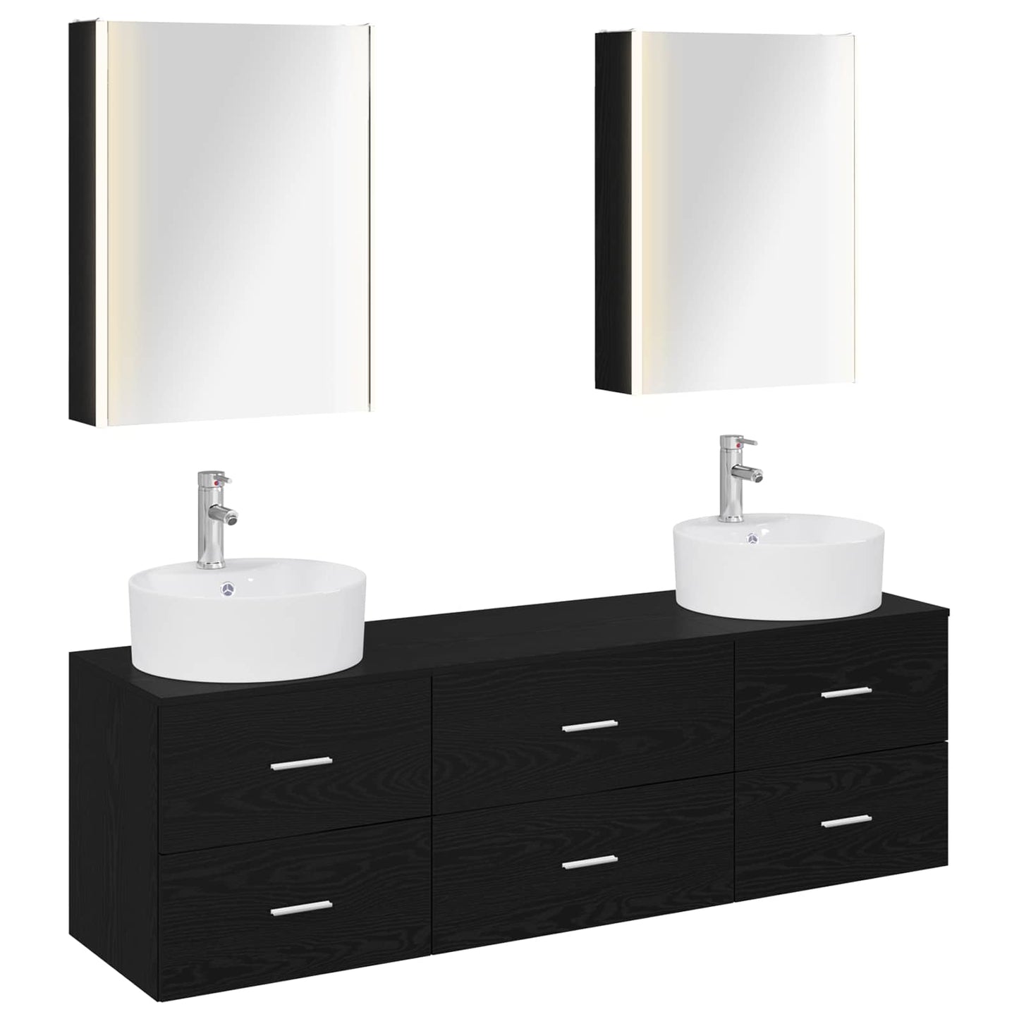 Bathroom Furniture Set 5 pcs Black Oak