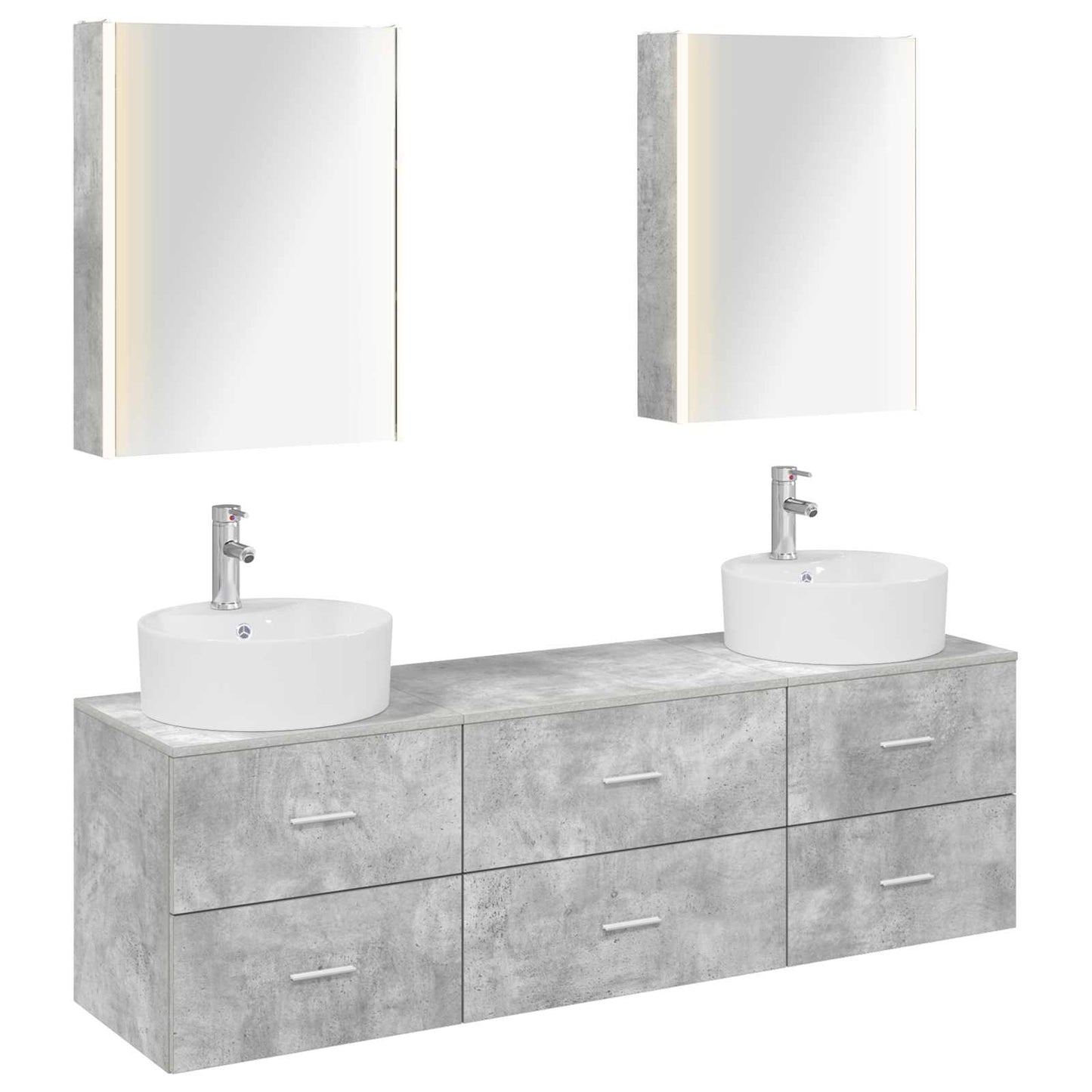 Bathroom Furniture Set 5 pcs Concrete Grey