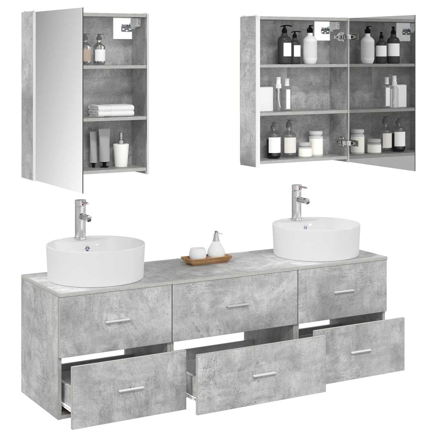 Bathroom Furniture Set 5 pcs Concrete Grey