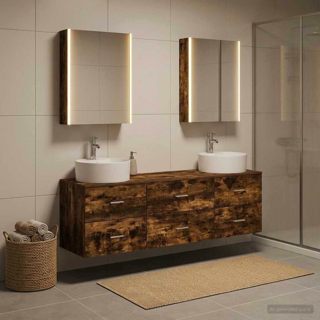 Bathroom Furniture Set 5 pcs Smoked Oak