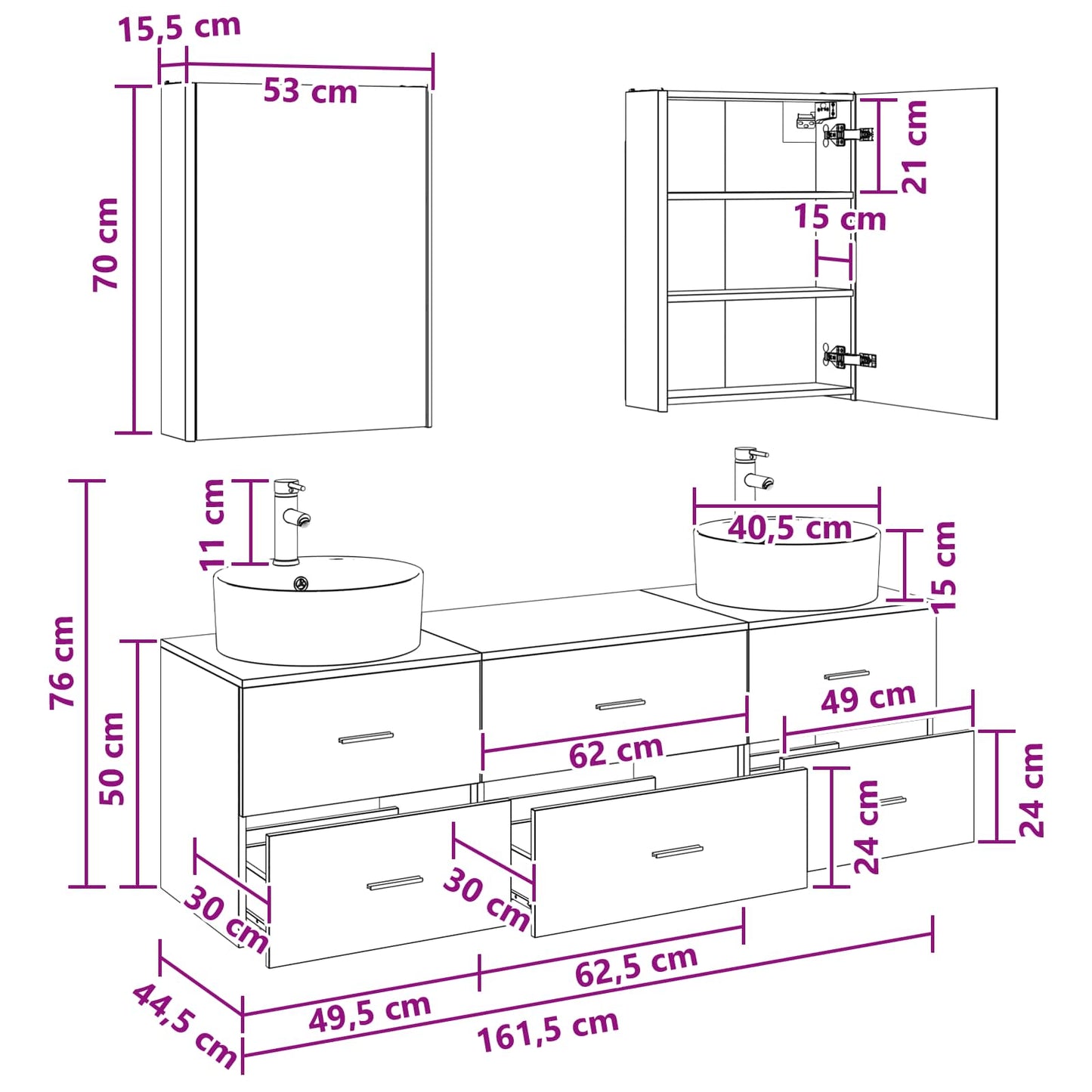 Bathroom Furniture Set 5 pcs Smoked Oak