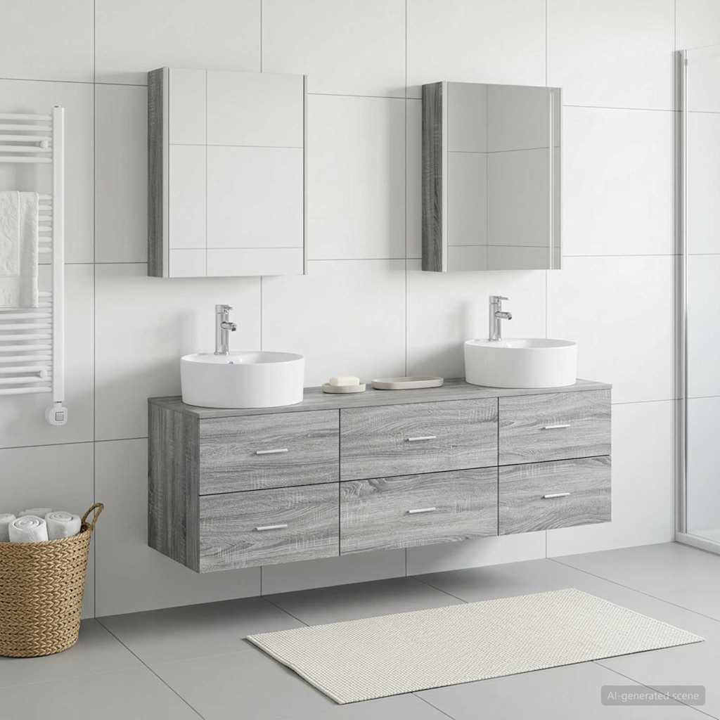 Bathroom Furniture Set 5 pcs Grey Sonoma