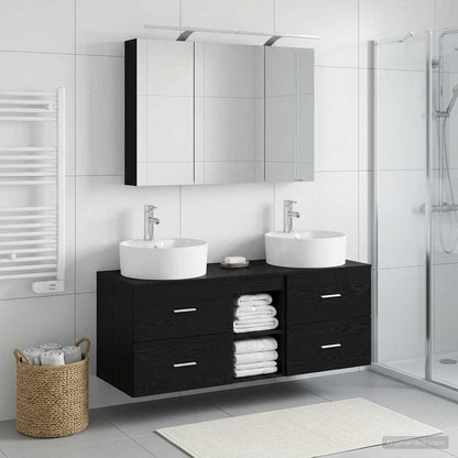Bathroom Furniture Set 4 pcs Black Oak