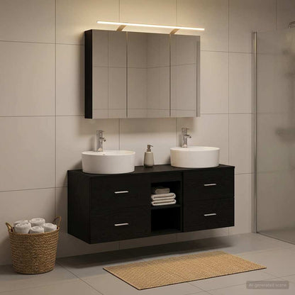 Bathroom Furniture Set 4 pcs Black Oak