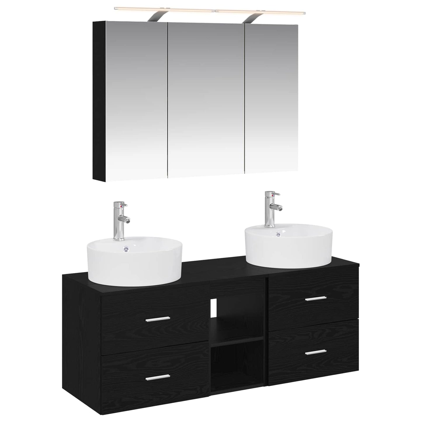 Bathroom Furniture Set 4 pcs Black Oak