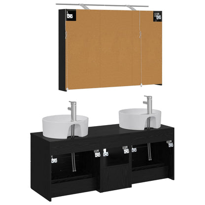 Bathroom Furniture Set 4 pcs Black Oak
