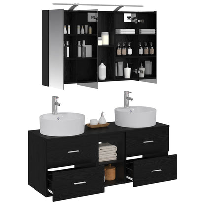 Bathroom Furniture Set 4 pcs Black Oak