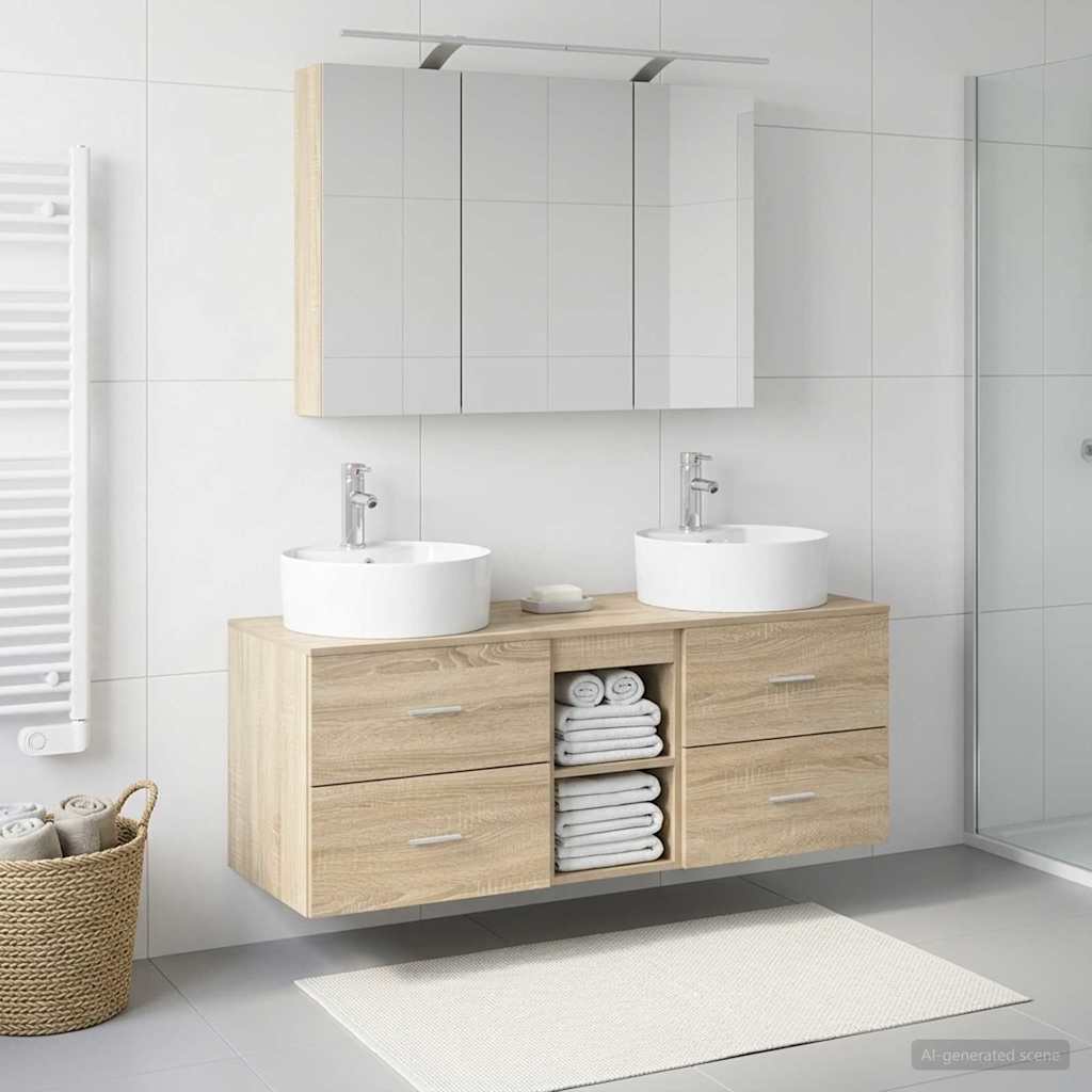 Bathroom Furniture Set 4 pcs Sonoma Oak