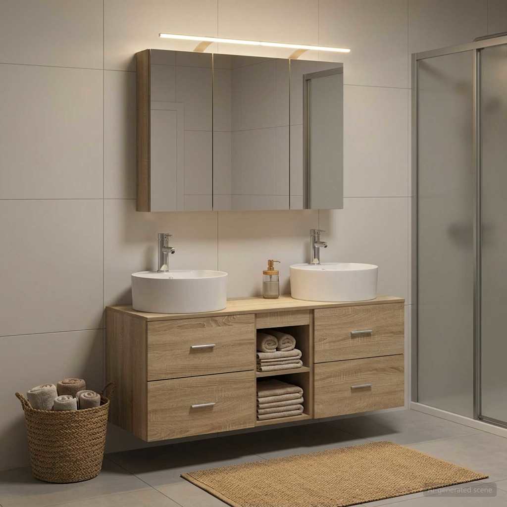 Bathroom Furniture Set 4 pcs Sonoma Oak