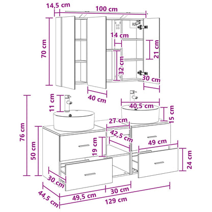 Bathroom Furniture Set 4 pcs Sonoma Oak