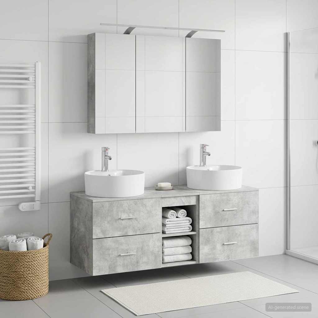 Bathroom Furniture Set 4 pcs Concrete Grey