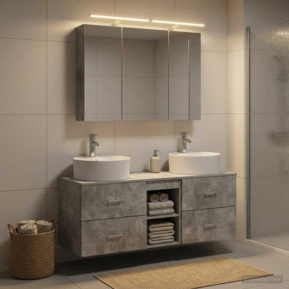Bathroom Furniture Set 4 pcs Concrete Grey