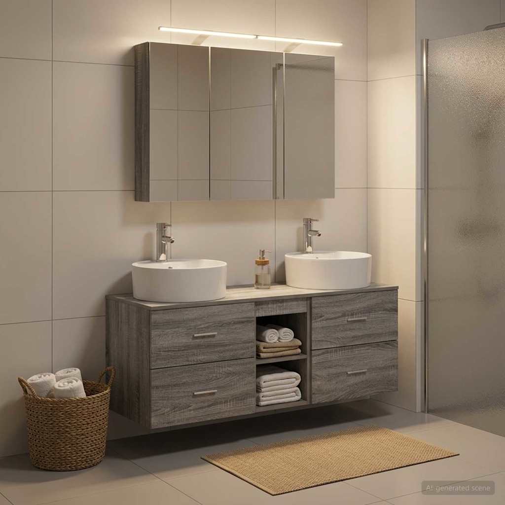 Bathroom Furniture Set 4 pcs Grey Sonoma