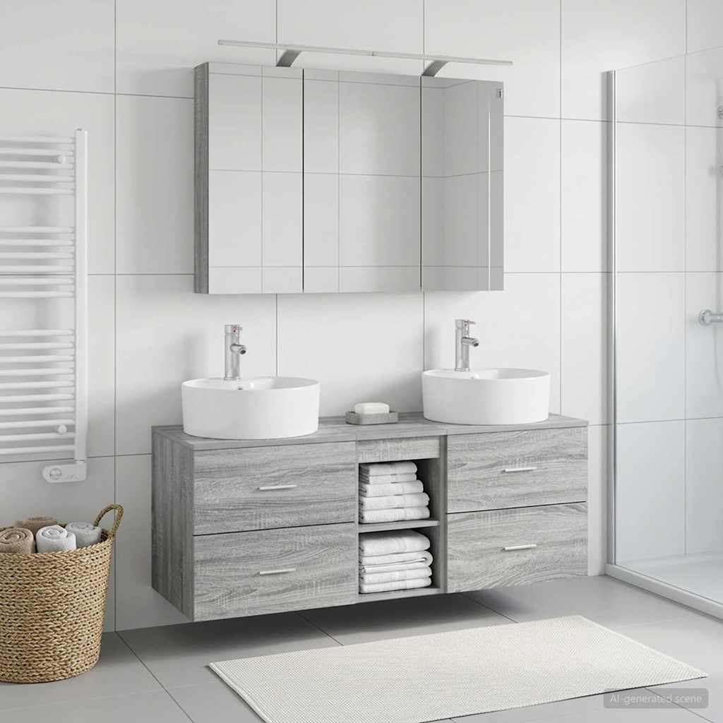 Bathroom Furniture Set 4 pcs Grey Sonoma