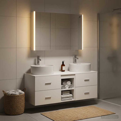 Bathroom Furniture Set 4 pcs White Engineered Wood and Glass