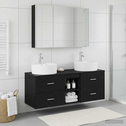 Bathroom Furniture Set 4 pcs Black Oak