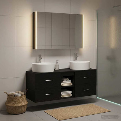 Bathroom Furniture Set 4 pcs Black Oak