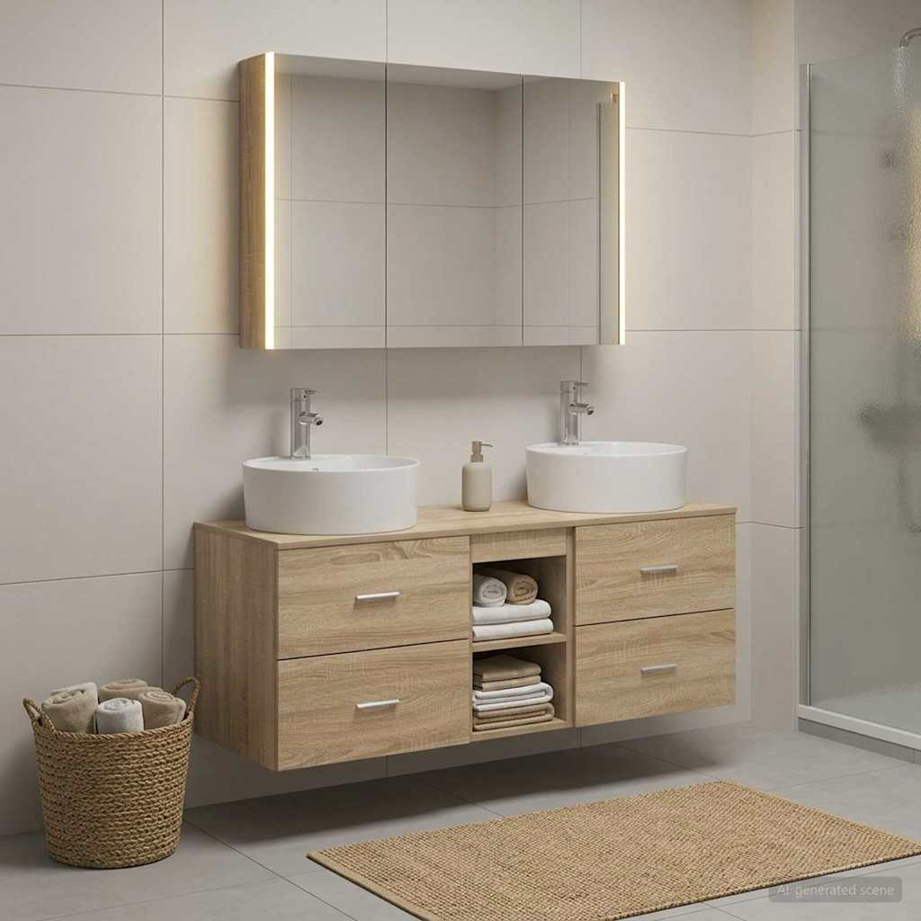 Bathroom Furniture Set 4 pcs Sonoma Oak