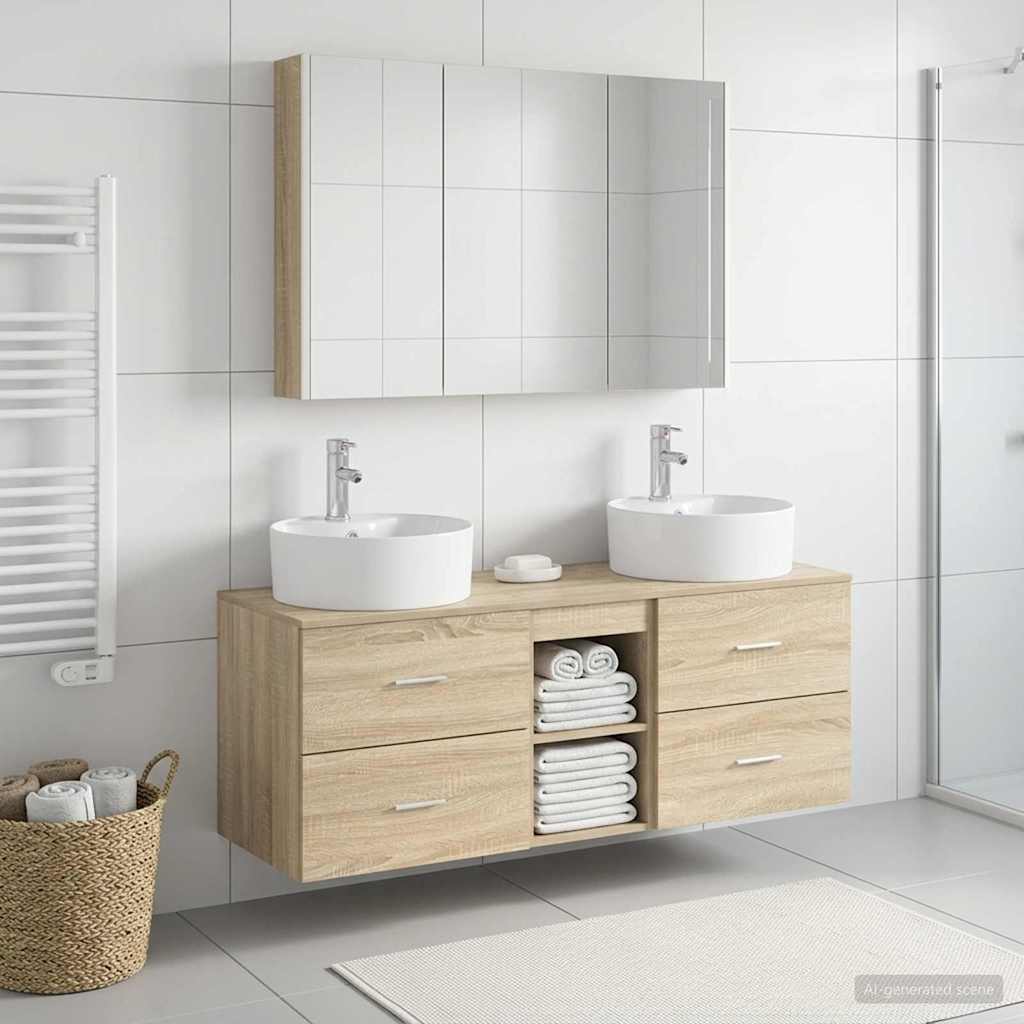 Bathroom Furniture Set 4 pcs Sonoma Oak