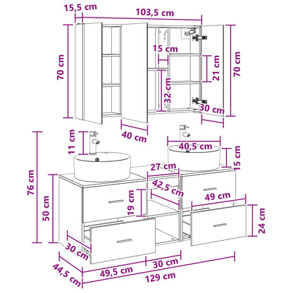Bathroom Furniture Set 4 pcs Sonoma Oak