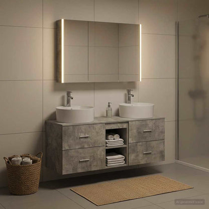 Bathroom Furniture Set 4 pcs Concrete Grey