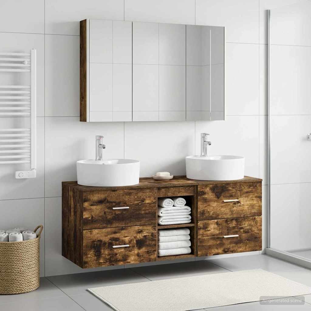 Bathroom Furniture Set 4 pcs Smoked Oak